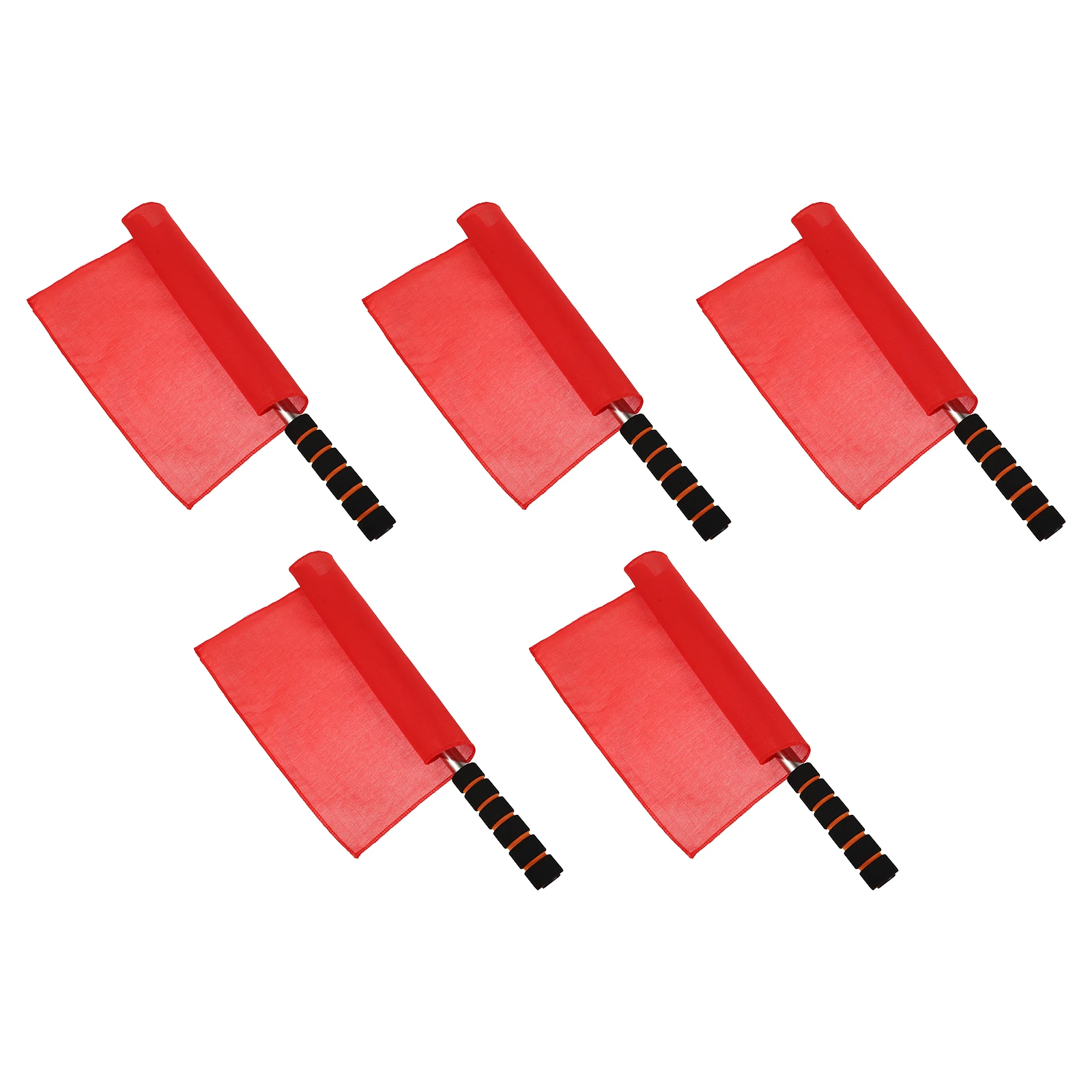 

5pcs Referee Signal Flags Traffic Polyester Cotton Conducting Racing Flags Lightweight Aluminum Alloy Pole Sponge Handle Pad