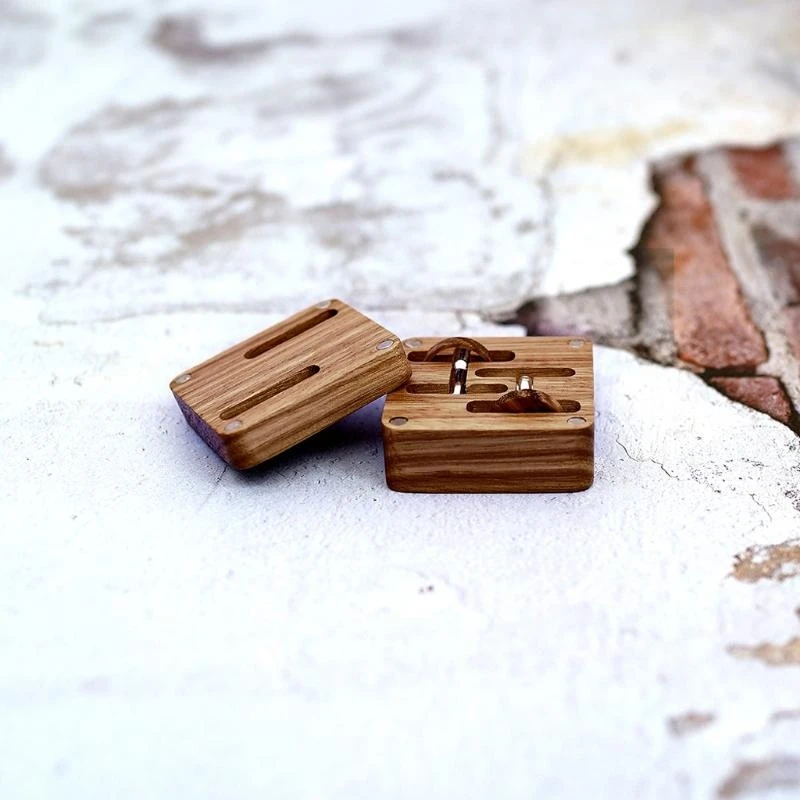 JU64 High Quality Men Suit Wooden Cufflink Gift Box Portable Sleeve Button Jewelry Walnut Storage Box