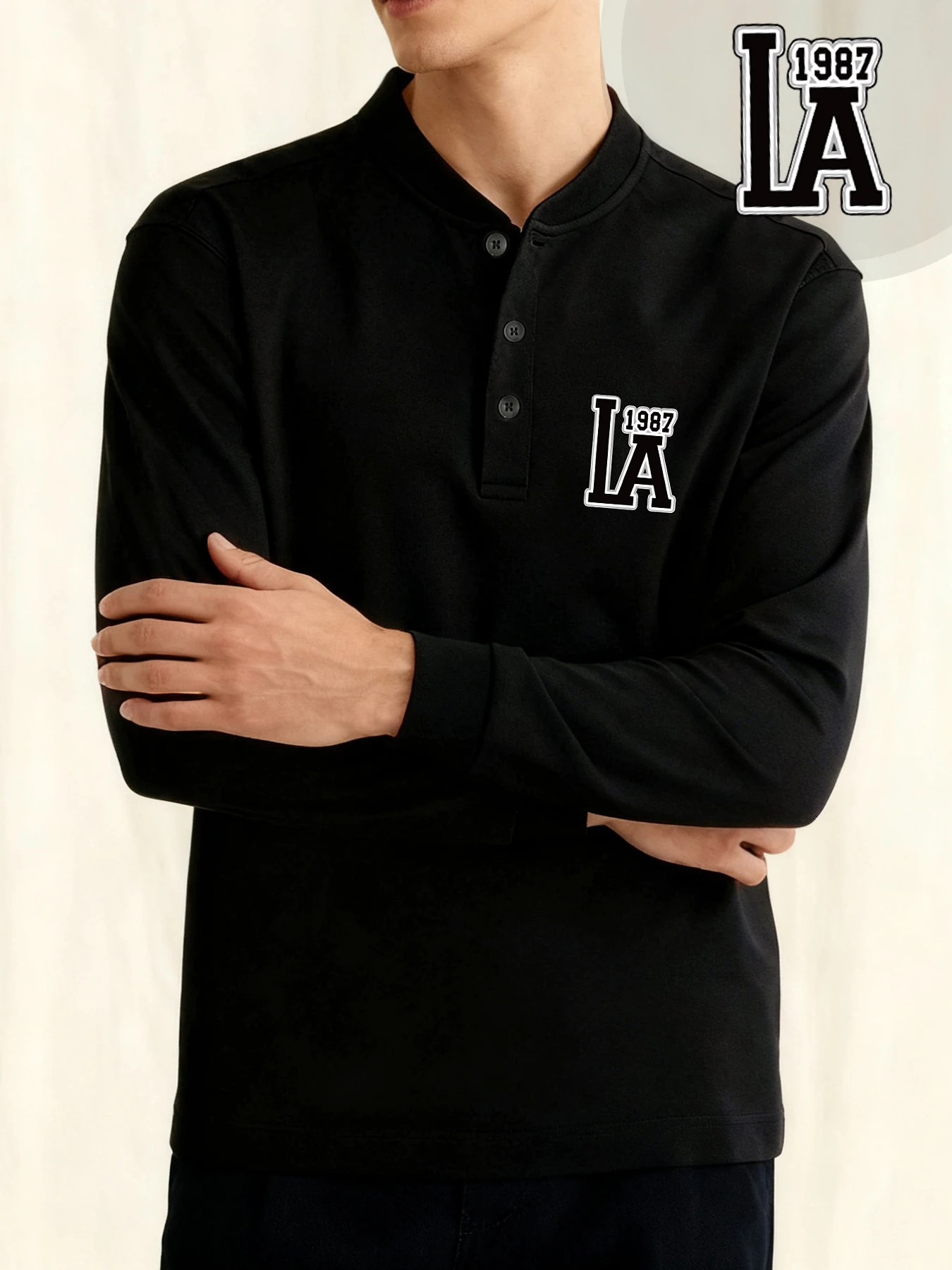 أزياء الرسالة و 1987 المطبوعة رجل هنري قميص الأعمال عارضة المتسكعون لينة تنفس قمم الخريف زر الملابس