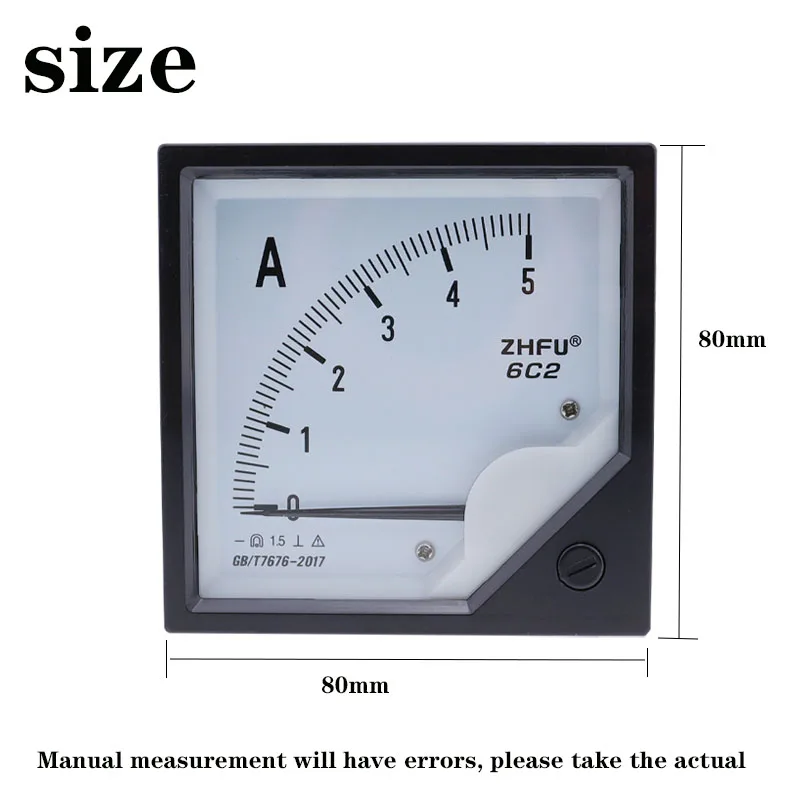 1pc 6 c2 5a 10a 30a 50a 100a 300a/75mv Gleichstrom Analog Ampere meter Anzeige Zeiger Panel Meter 80*80mm DC Amp Meter Verwendung mit Shunt