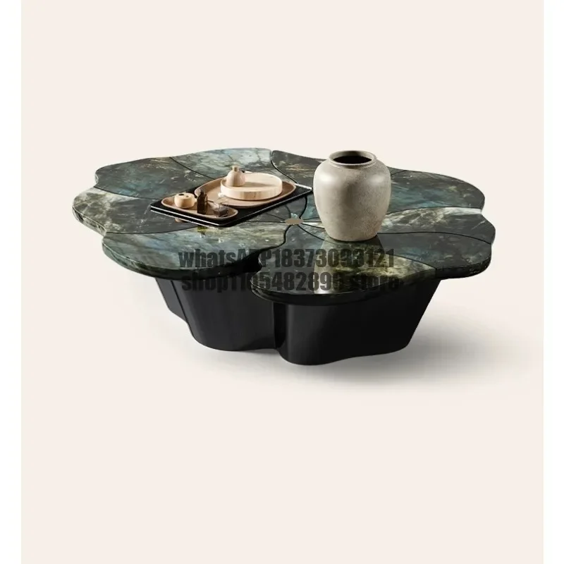 Coffee table living room Italian light luxury high sense, lotus leaf special-shaped creative marble coffee table