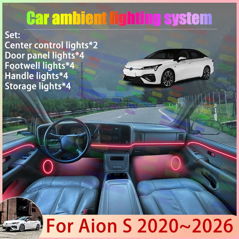 For Aion S 2020~2026 GAC Toyota Leahead iA5 Honda 2/24 in 1 Car Atmosphere Light Lamp RGB Shade Ensemble Streamer Atmosphere Set