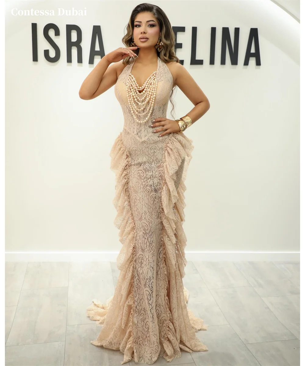 

Contessa Dubai customized elegant Mermaid Prom Dresses Beaded Sweetheart Neck vestidos de noche sexy Lace Formal Evening 2025