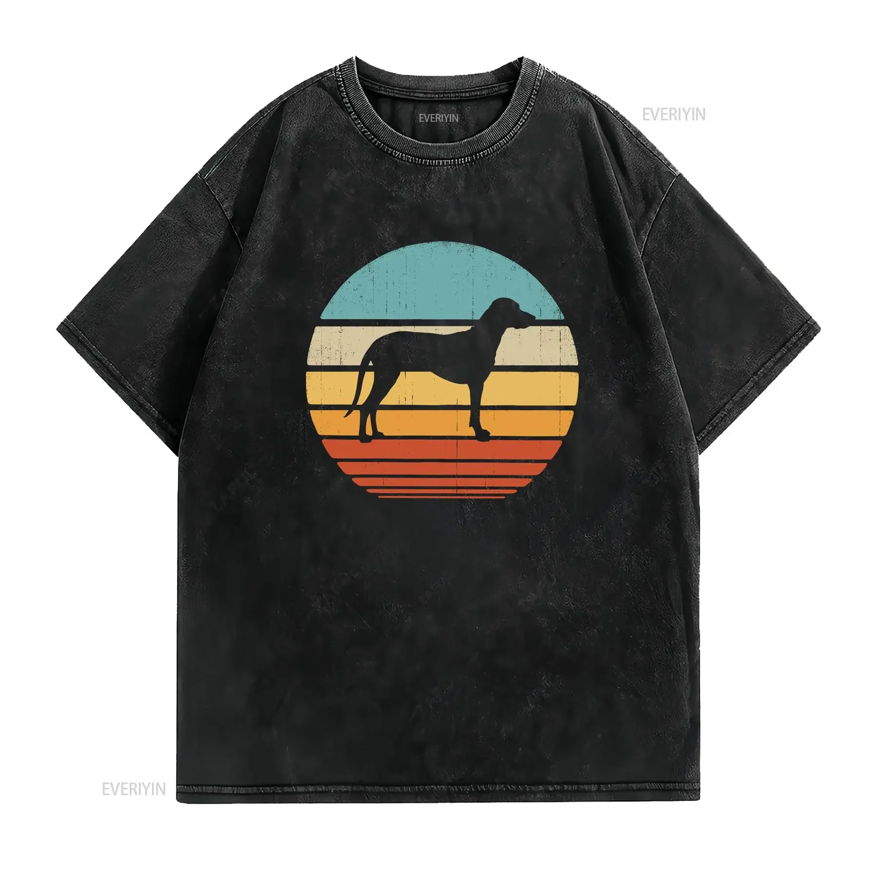 Rhodesian Ridgeback Sunset Retro T Shirt s Lover long or short sleeves vintage Washed graphic Stretched Stylish fashion Unisex