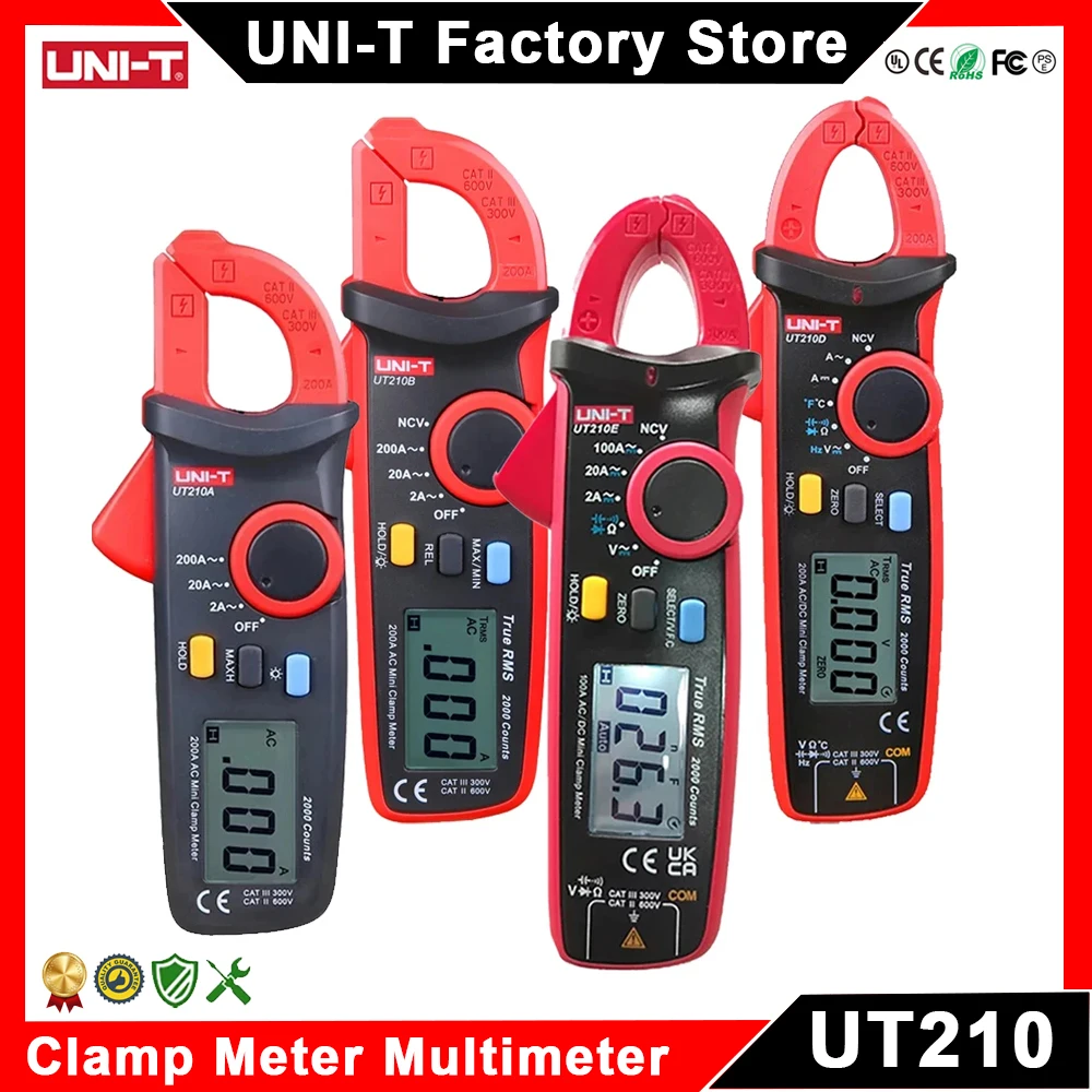 UNI-T Mini Clamp Meter UT210E UT210D UT210C UT210B UT210A UT210 Digital Multimeter Pliers Ammeter Voltmeter Electric Multitester