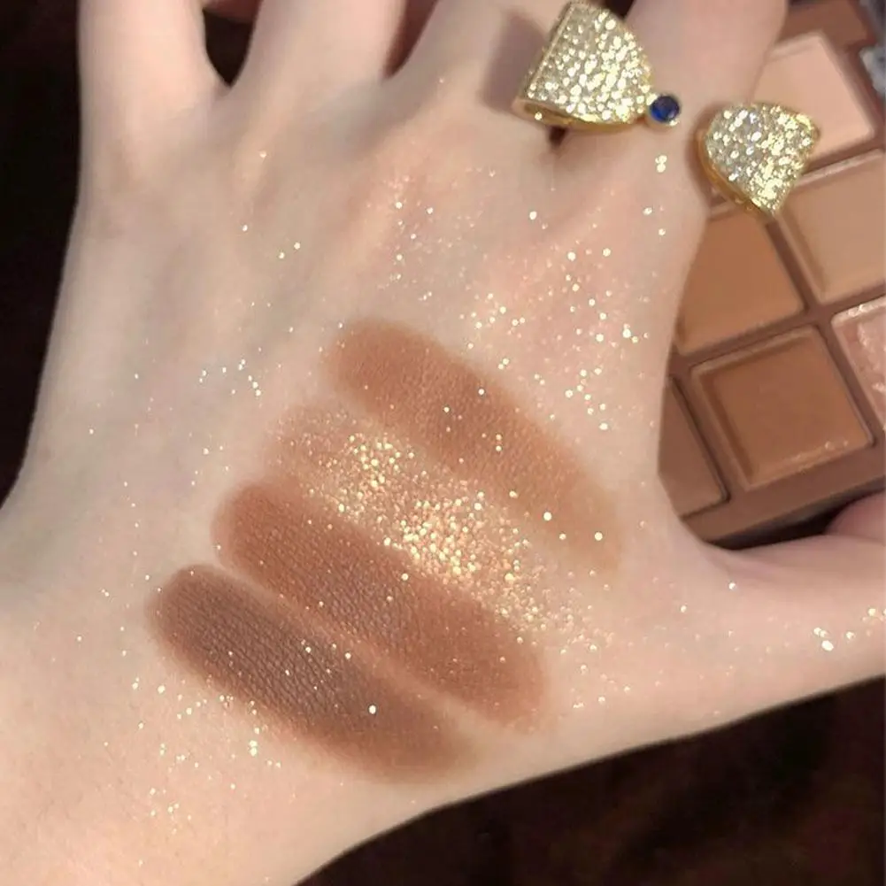 Negen Kleuren Oogschaduwpalet Chocolade Melkthee Oogschaduw Matte Oogschaduw Glitter Langdurige Waterdichte Oogschaduw Make-Up