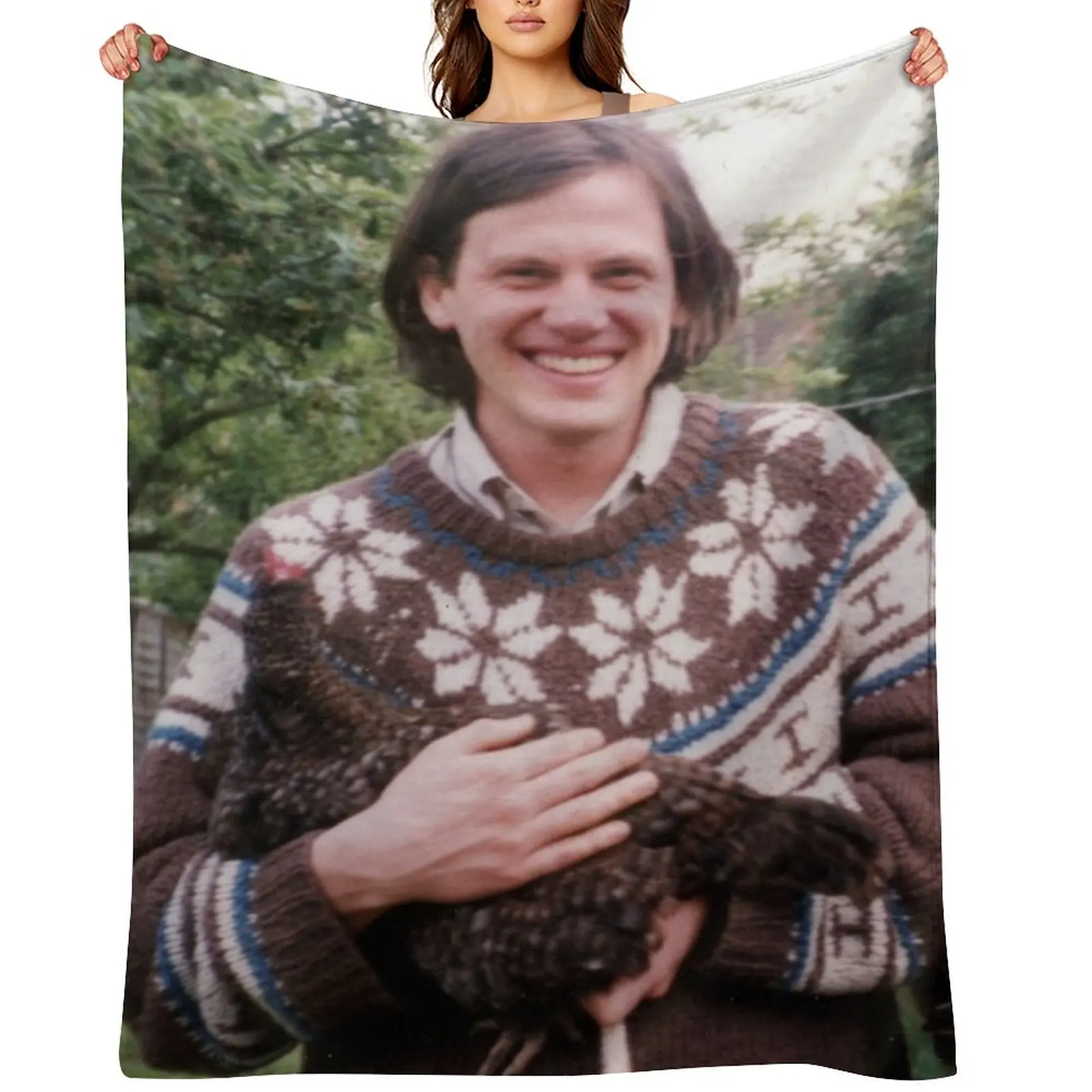 

Jeff Mangum and a chicken Throw Blanket Cute Cute Plaid Decorative Beds Nap Blankets