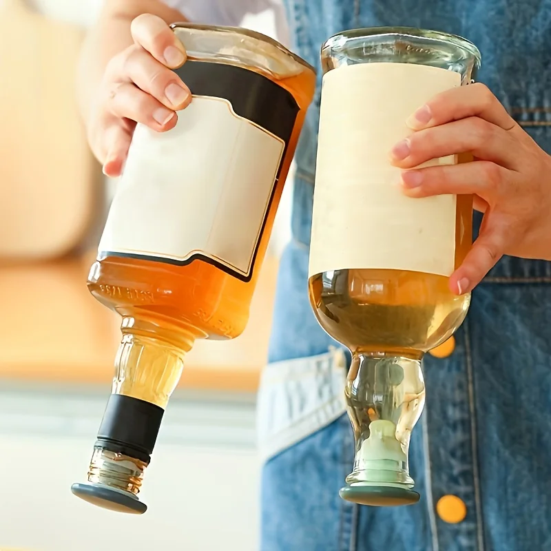 赤ワインボトルストッパー2個、シリコン漏れ防止キャップ付き、ワインや調味料ボトルの保存に適しており、再利用可能