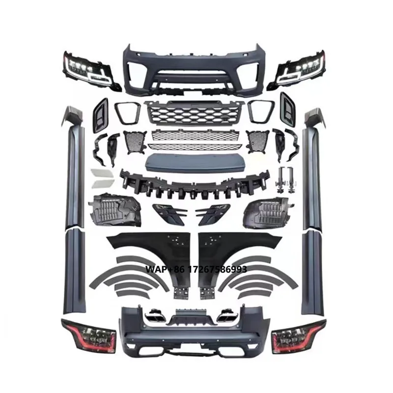 

Body Kit for RR Range Rover Sport 14-17 Upgrade 18- up Body Kits Car Bumper Facelift SVR Bodykit With Head Lamps Tail Lights