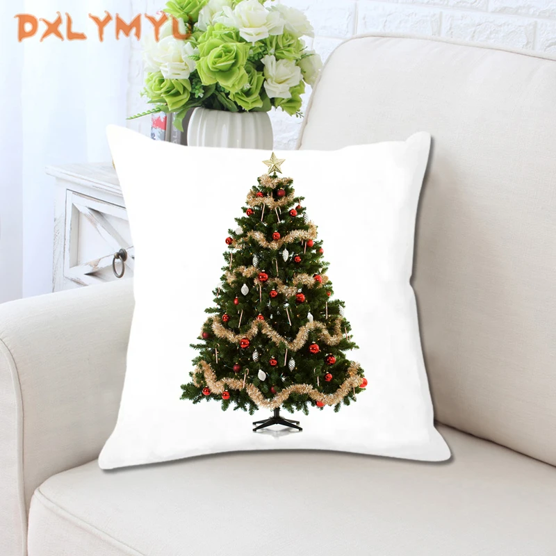 

45x45cm Chrismas Tree Print Cushion Cover Decorative Pillowcase Christmas Decoration For Home Xmas Ornament New Year Gift 2023