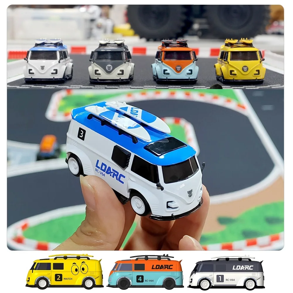 LDARC V64 Van 1/64 afstandsbediening mini RC Auto RWD Race VW bus volledige proportionele Packet Voertuigen Speelgoed cadeau Modellen voor Kinderen volwassenen