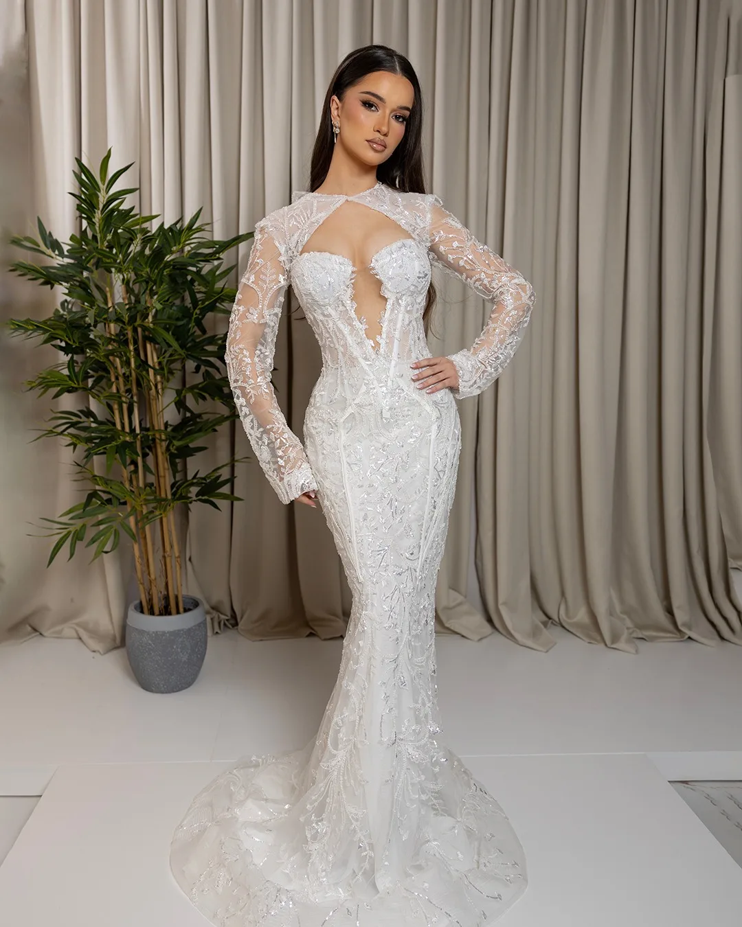 Fashion Sequins Wedding Dresses Strapless Mermaid Bridal Gowns with Jacket Princess Slim Fit Customized Vestidos De Novia