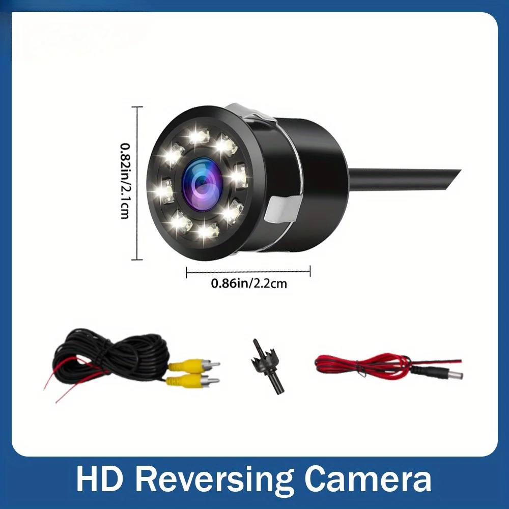 HD 8LED Lights Car Backup Camera, Clear Night Vision, Flush Mount, Connectable to CCD Screen, Parking Aid Camera