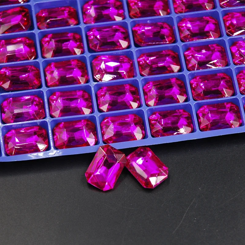 جديد 4*8 مللي متر 8*10 مللي متر نقطة الظهر مستطيل ثلاثية الأبعاد زجاج كريستال حجر الراين ثلاثية الأبعاد زينة السحر للمجوهرات كاوبوي الملابس تصميم DIY بها بنفسك