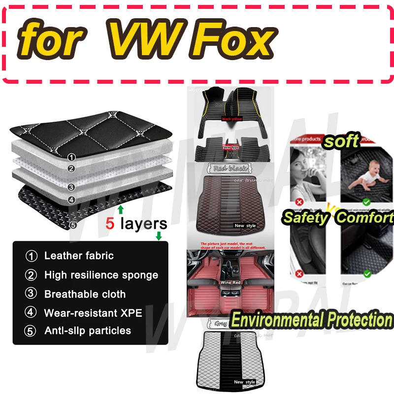 

LUXURY Custom Fit Automotive Car Floor Mats For VW Fox 2004 2005 2006 2007 2008 2009 2010 2011 Luxury Leather