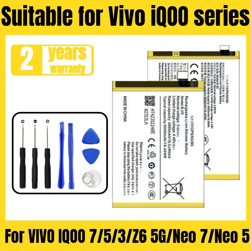 

Suitable For VIVO IQOO 7/5/3/Z6 5G/Neo 7/Neo 5/8 Pro/9/Z7 Pro 5G/10 Pro/11/12/Neo /U1Z5/Z6/Z7/Z8 battery B-N9/B-K7/B-R8Send tool