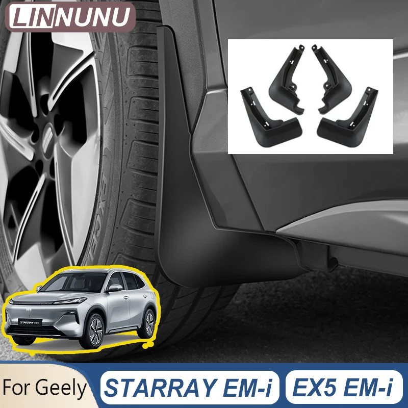 LINNUNU Full Set Wheel Mud Flaps Splash Guards For Geely Starray EM-i EX5 EM-i Galaxy Starship 7 2026 Car Anti-splash Accessorie