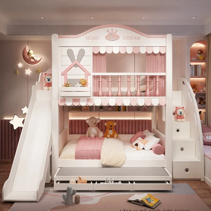 

Customized Solid Wood Children Castle Bed with Slide