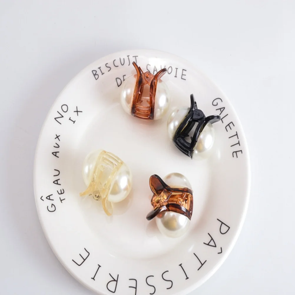 

5pcs Pearl Hair Claw Clips Mini Macaron Color Barrettes For Girl Lightweight Non-Slip Grip Party Festival Photo Prop Hair