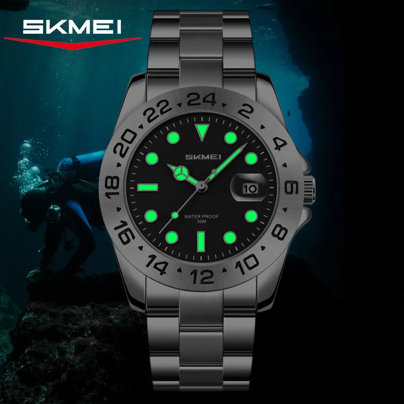 Brand Luxury Quartz Watch Men High Quality Solid Stainless Steel Waterproof Luminous Date Business Men's Watches Reloj