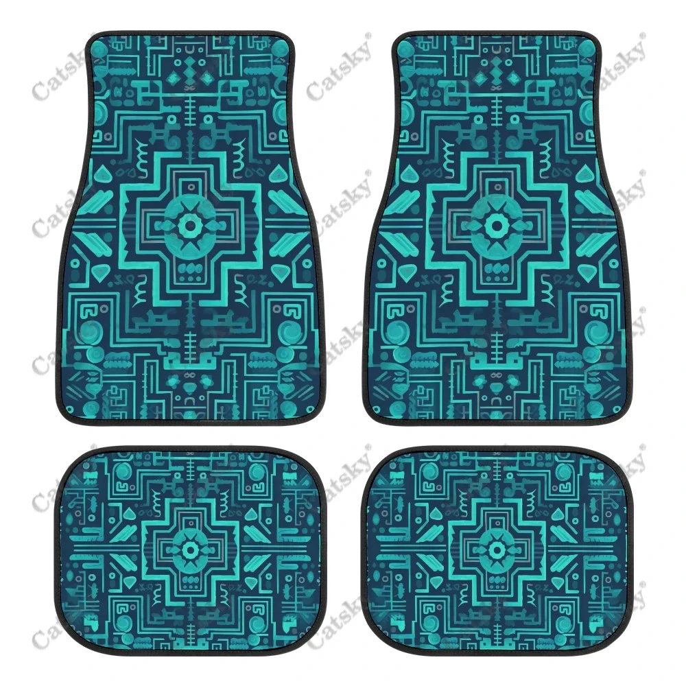 

Colorful Geometric Aztec Pattern Auto Floor Mats Carpet, Customized Car Floor Mats All Weather Automotive Floor Pad for Stylish