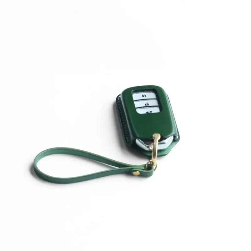for Honda Accord Odyssey CRV XRV Handmade Leather Key Case Minimalist Original Car Key Cover Holder view 3