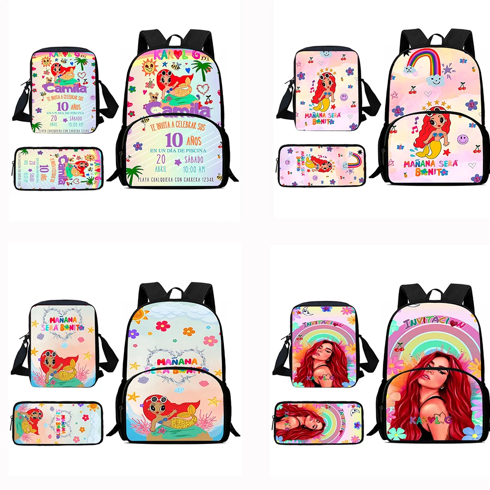 Child Backpacks Karol G Manana Sera  Shoulder Bag Pencil Case Pupil Large Capacity School Bags for Boys Girls Best Gift