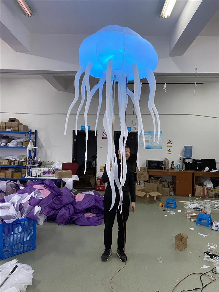 Outdoor Parade Lighting Inflatable Jellyfish Balloon Sea Animal Puppet for Stage Performance