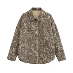 Lady Jackets Women's Autumn Coat Leopard Print Blouses Jacket New In Coats Y2k Vintage Top American Vintage Urban Coats