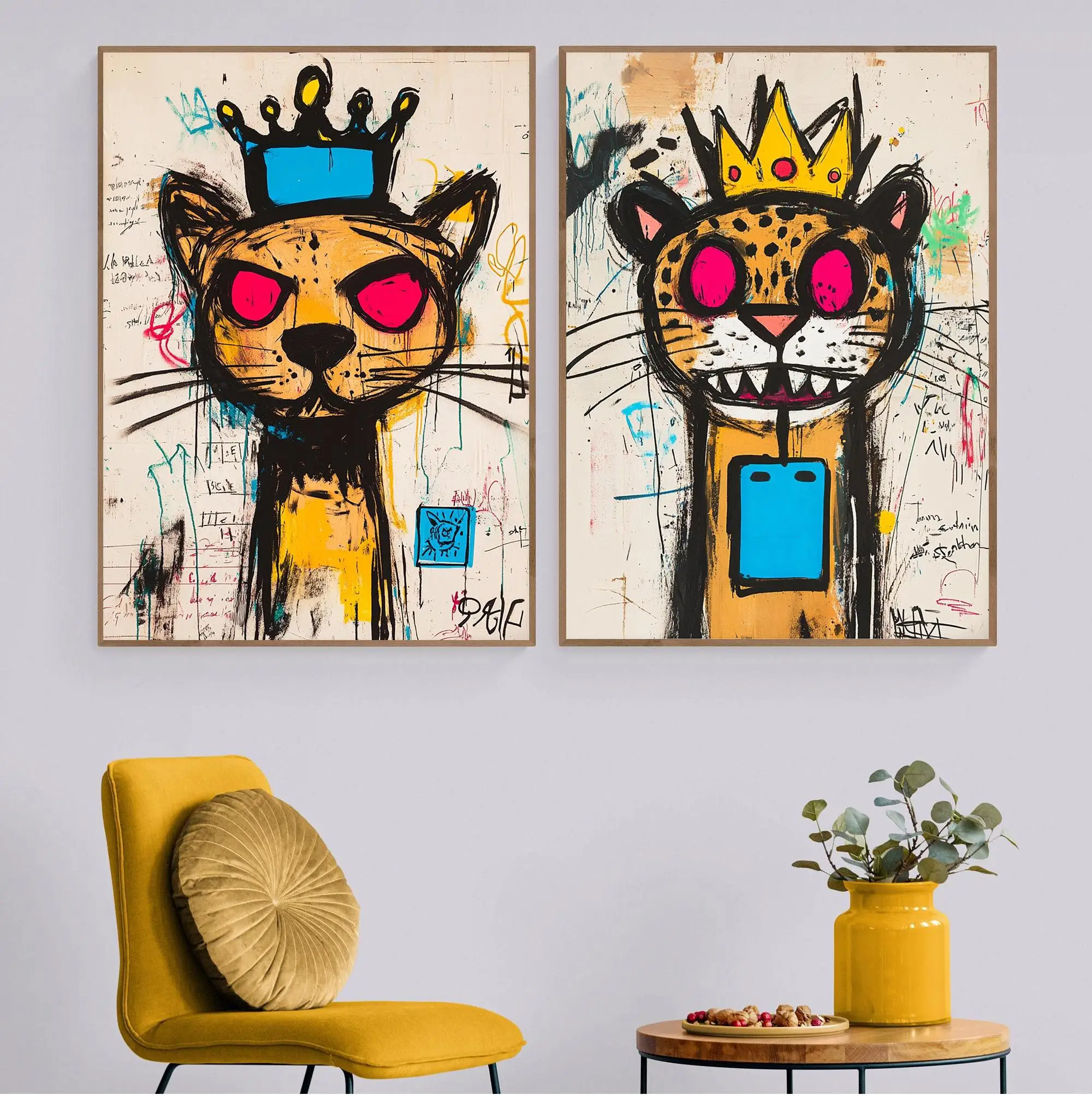 Moderne Straße Graffiti Kunst Abstrakte Tier König Retro Poster Drucke Leinwand Malerei Wand Kunst Bild Wohnzimmer Wohnkultur