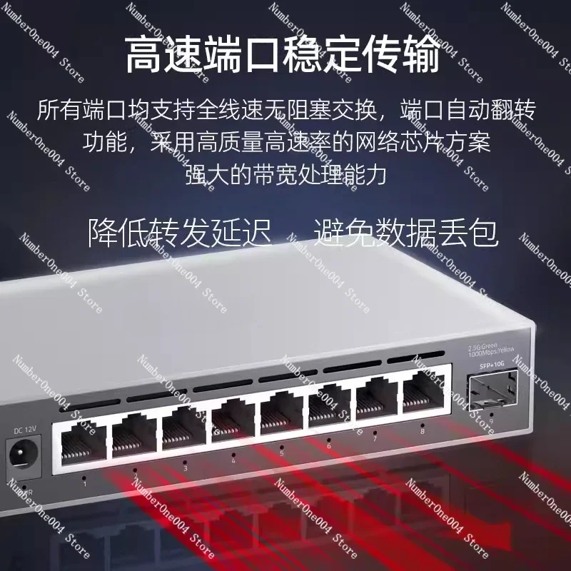 Fotografia 5: Switch Gerenciado Inteligente de 8 Portas 2.5G para Pequenas Redes Domésticas com Agregação de Portas e VLAN, e Combo de Fibra SFP+ 10G