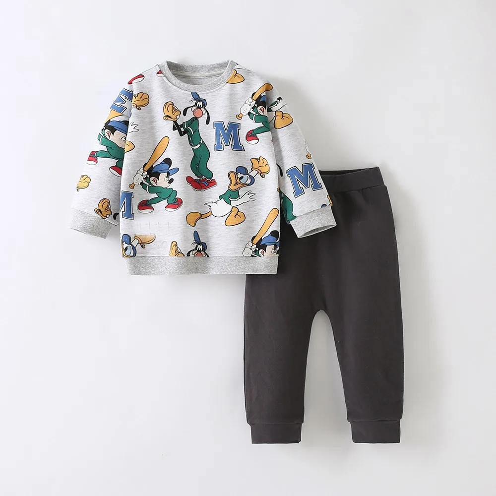 Full-printed Mickey Baby Girl Boy Long Sleeve Sweatshirt Tracksuit Spring Autumn Clothes Toddler Tops + Sweatpants 2 Piece Set