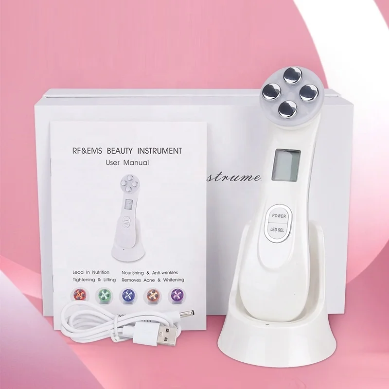 5 Color Ultrasonic Clean Slimming Frequency LED Massager Device EMS Facial Lifting Beauty Face