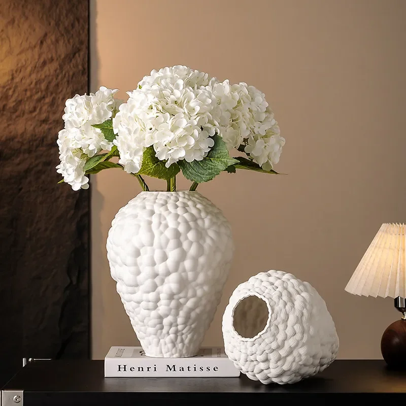 White Ceramic Vase Three-dimensional Bubbles Irregular Flower Pot Flower Vase Flowering Arrangement Vases Pots Home Decoration
