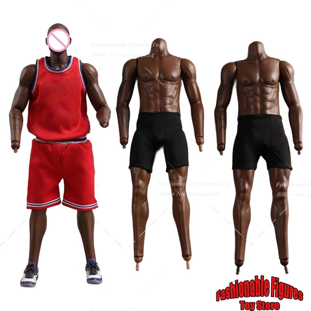 1/6 Men Soldier Body Basketball Strong Muscle Athlete  Flexible Black Tattoo Body For Diy 12