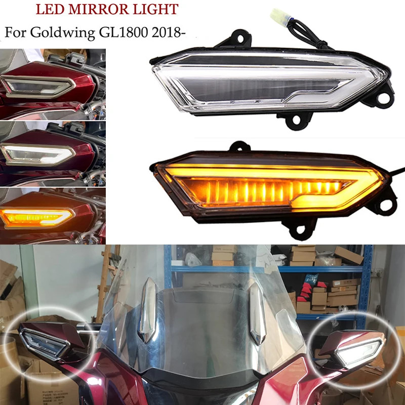 

Motorcycle LED Front Side Rearview Mirror Sequential Turn Signal Indicator Lights For Honda Gold Wing GL1800 GL 1800 2018-2020