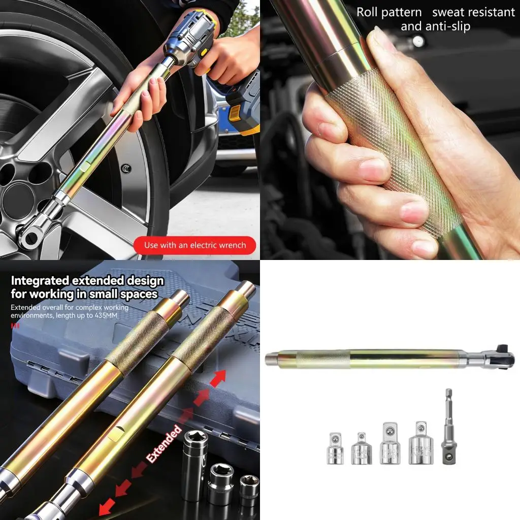 

Ergonomic 1/2Inch Double Mode Ratcheting Wrench With Corrosion Resistant Construction And 5 Interchangeable Adapters high