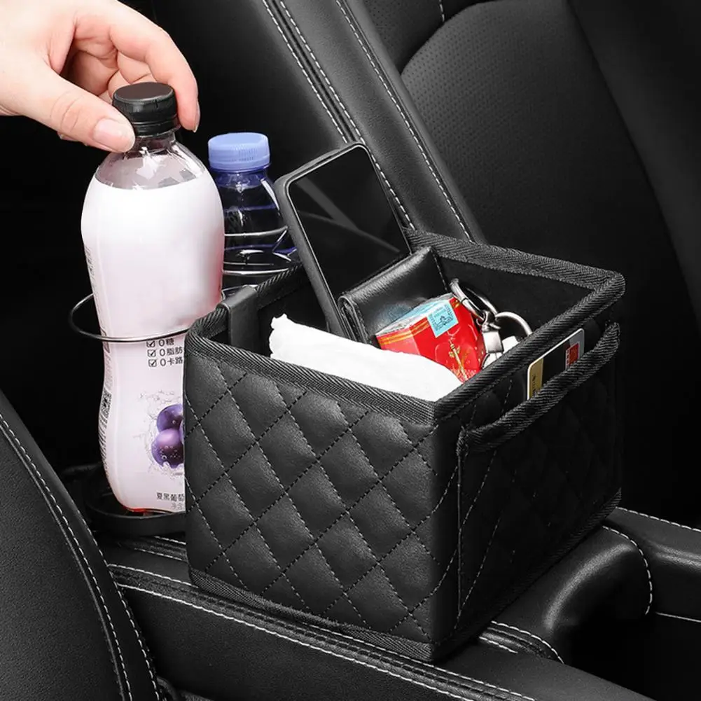 

Armrest Organizer Car Armrest Storage Box with Cup Holder Capacity Wear Resistant Foldable Multifunctional Organizer for Car