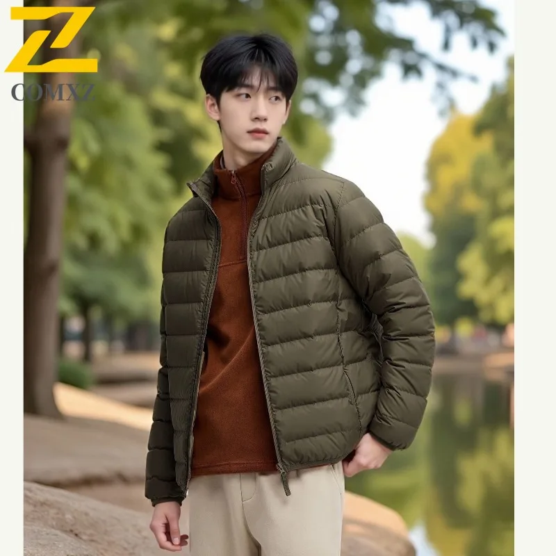

Мужской пуховик, осенне-зимний новый однотонный утолщенный теплый трендовый короткий уличный комбинезон для кемпинга, пальто, мягкая одежда для пар