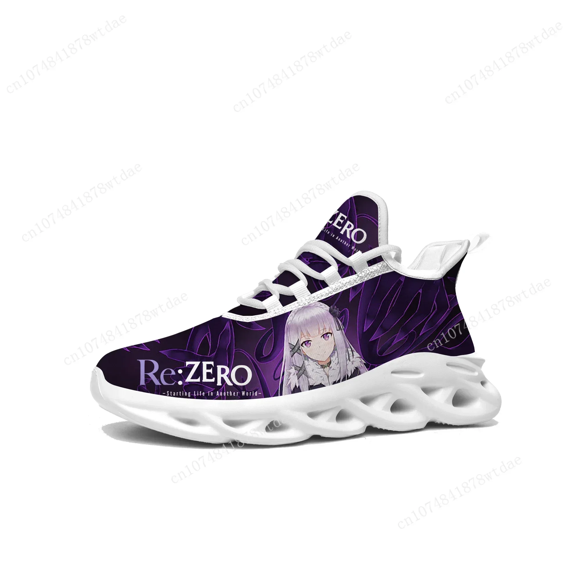 Re:Zero Flats Sneakers Mens Womens Sports Running Shoes High Quality Emilia Cartoon Comics Custom Lace Up Mesh Footwear 2