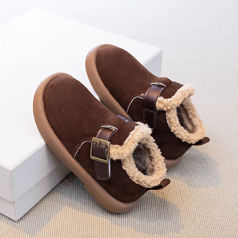 

Children's Fashion New Versatile Kids' Outdoor Boys Non-slip Cotton Boots Snow Boot Solid Color Causal Girls Warm Ankle Boots