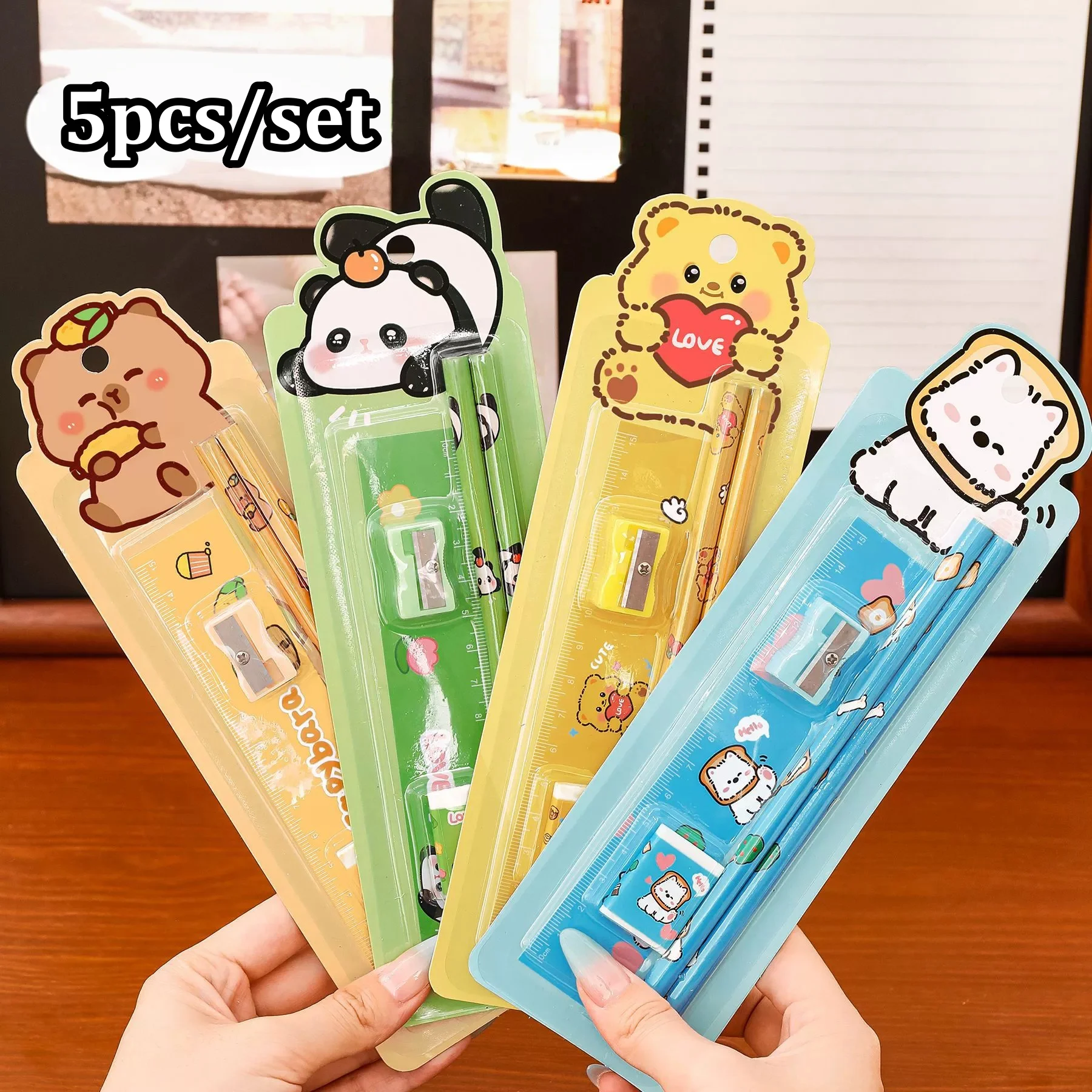 

Cute Capybara Pencil Stationery Set Five Piece Set Pupil School Supplies Christmas Gift Children's School Season Prizes