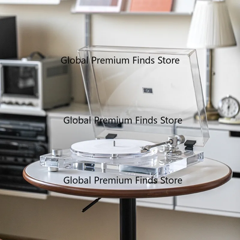 Fashionable Transparent Black Vinyl Record Player Home Premium Decor Acrylic Bluetooth Speaker Moving MagnetCartridge Gramophone