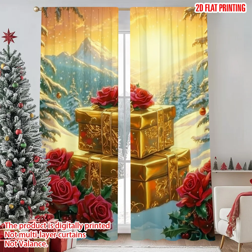 

2pcs 2D flat printing Merry Christmas Popular Drapes Christmas5 Polyester Without Electricity Holiday Decorations Perfect for