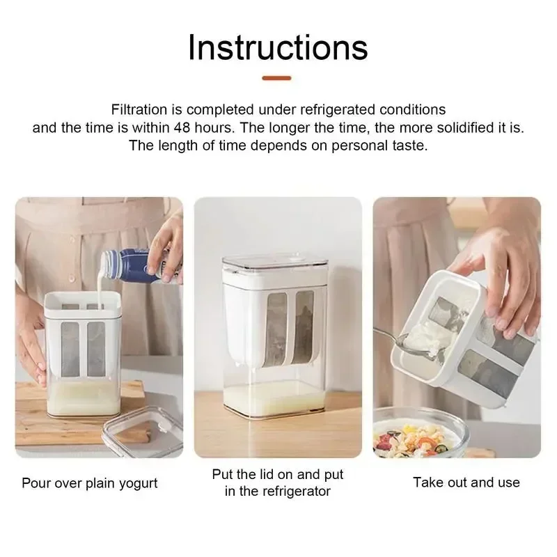 1100ml Yoghurtzeef DIY Griekse Yoghurt & Roomkaasfilter Transparant Kaasmaker met Fijnmazig Keukengereedschap Accessoire