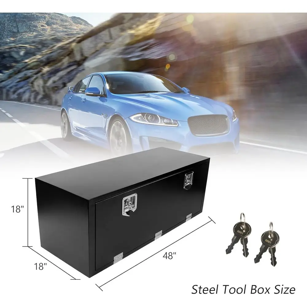 48 Heavy-Duty Steel Underbed Toolbox with Lock, 48x18x18 Inches for Outdoor Vehicles
