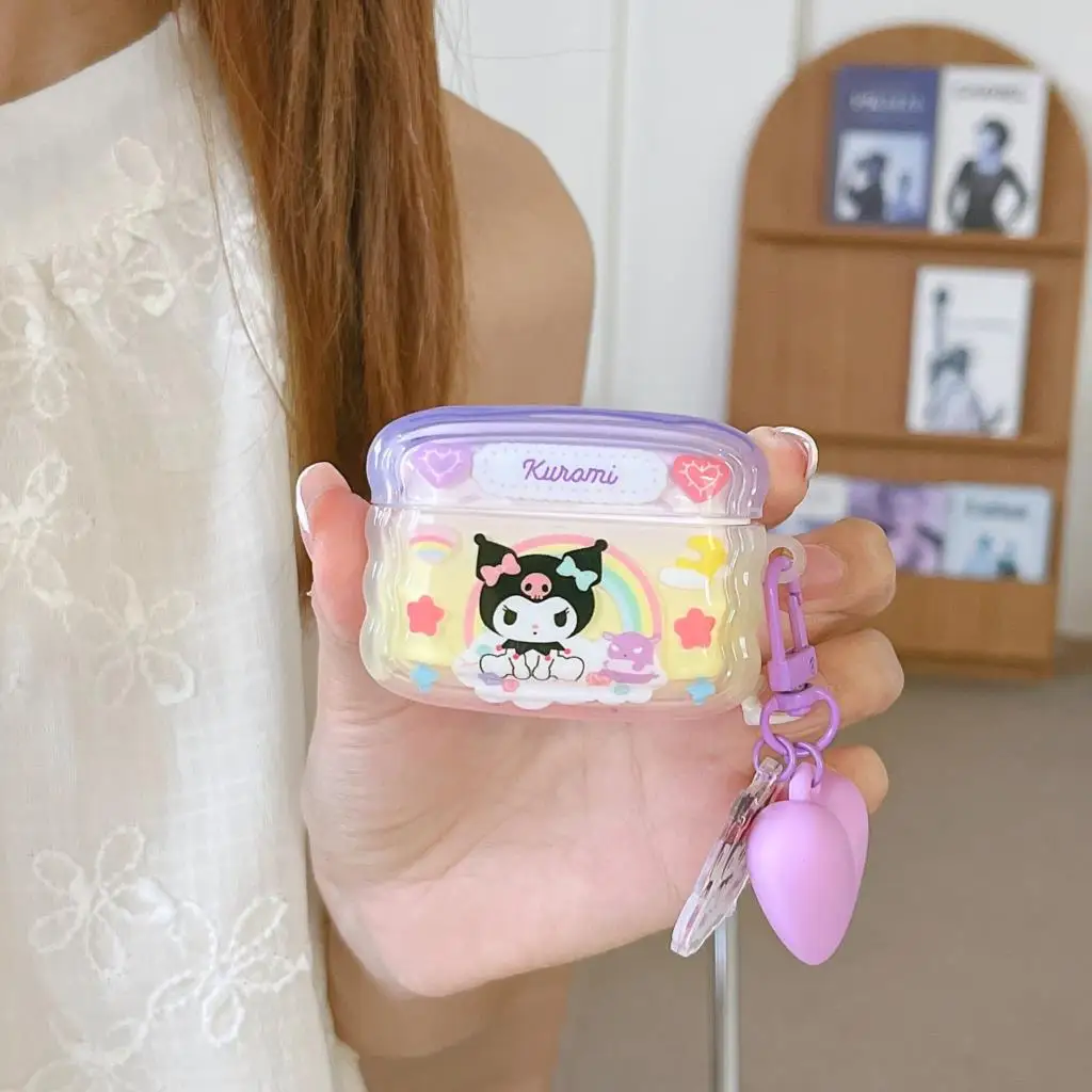 Apple için Sanrio yumuşak kulaklık kutusu Airpods 3rd 2 1 Pro 2 Kitty Melody Pendant mi Pochacco kulaklık koruyucu kapak ile kolye