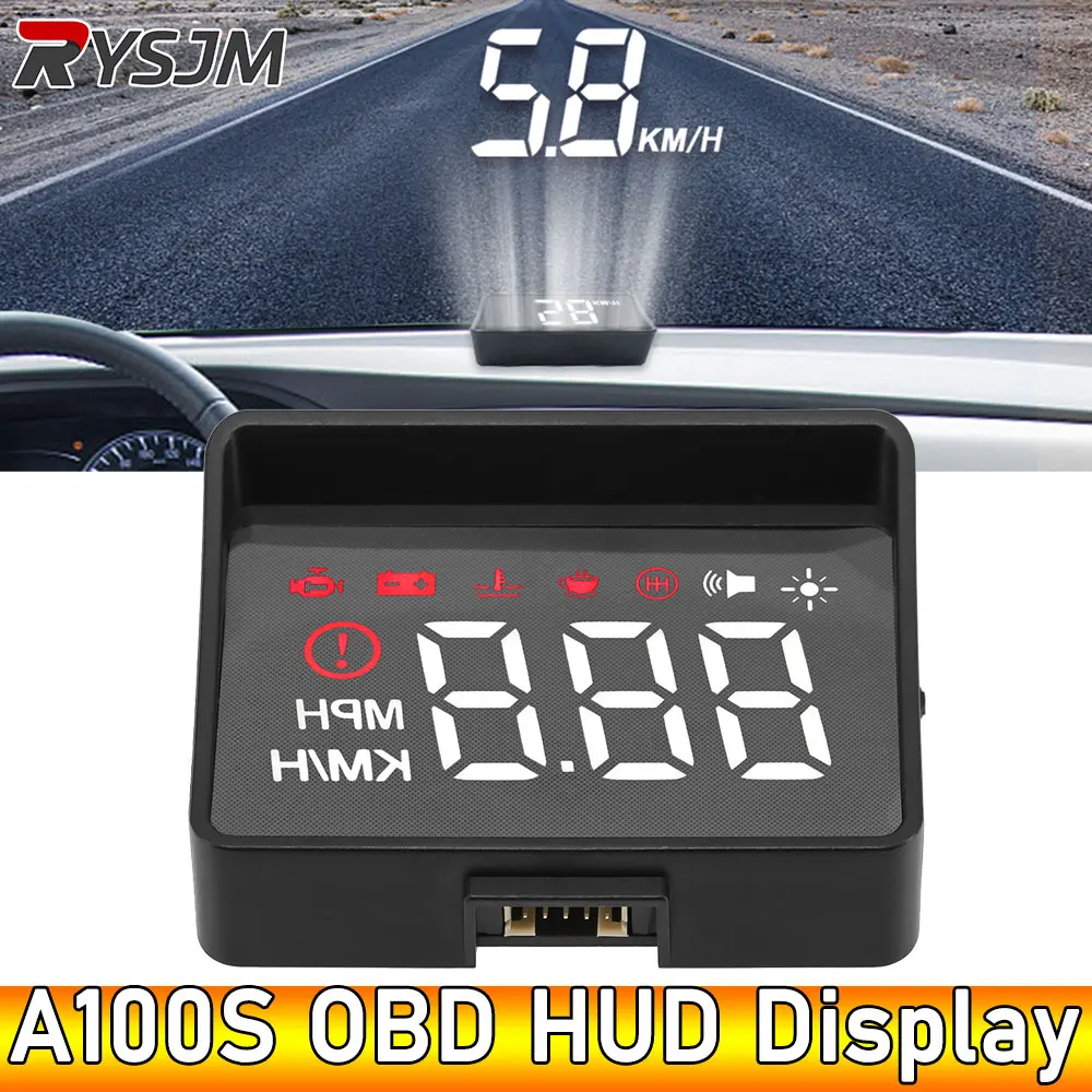 AD Windshield Projector Car HUD A100S OBD HUD Display Speed Temperature Hud Display Car Electronics Overspeed Warning System