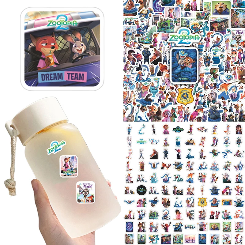 

100 шт., наклейка Disney Zootopia Nick, аниме Джуди, сделай сам, телефон, гитара, ноутбук, чемодан, водонепроницаемая наклейка, мультяшная детская наклейка