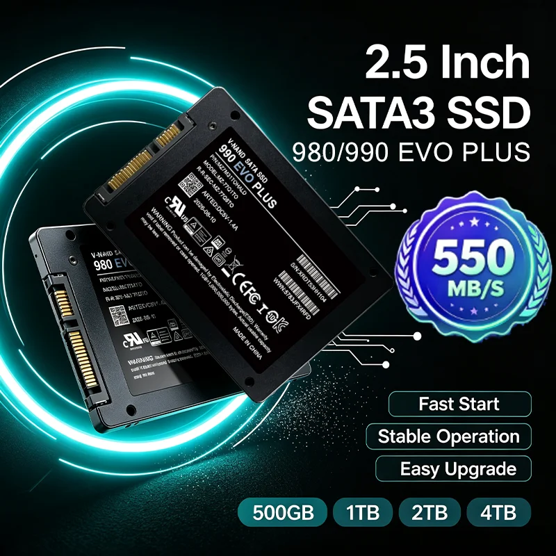 980/990 EVO PLUS Internal SSD Hard Drive Solid State Disk 4TB 2.5 Inch SSD 500GB 1TB 2TB Sata3 For Laptop Microcomputer Desktop